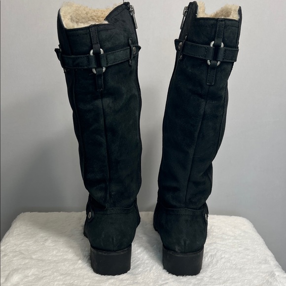 UGG Jillian Black Suede Shearling Sheepskin Lined Riding Boot sz 7 - Picture 4 of 15